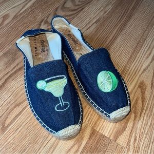 Soludos Lucy Mail Denim Margarita‎ embroidered embellished Espadrilles sz 8